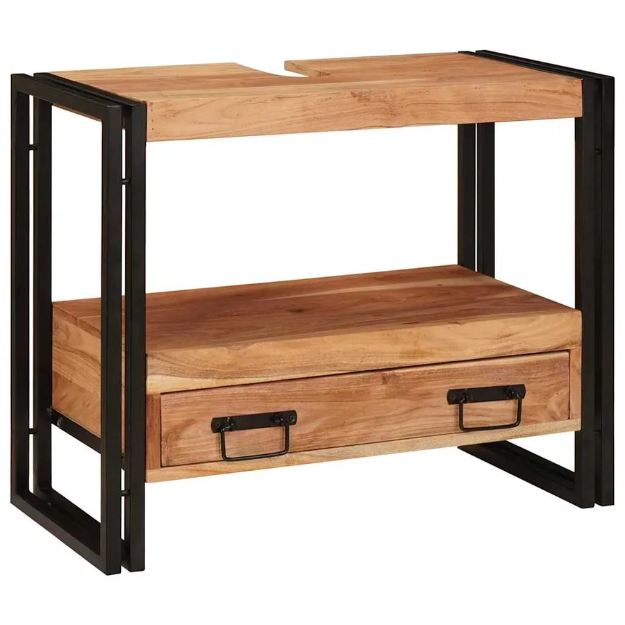 Armoire de coiffeuse avec tiroir Marron Bois d'Acacia Massif - 3