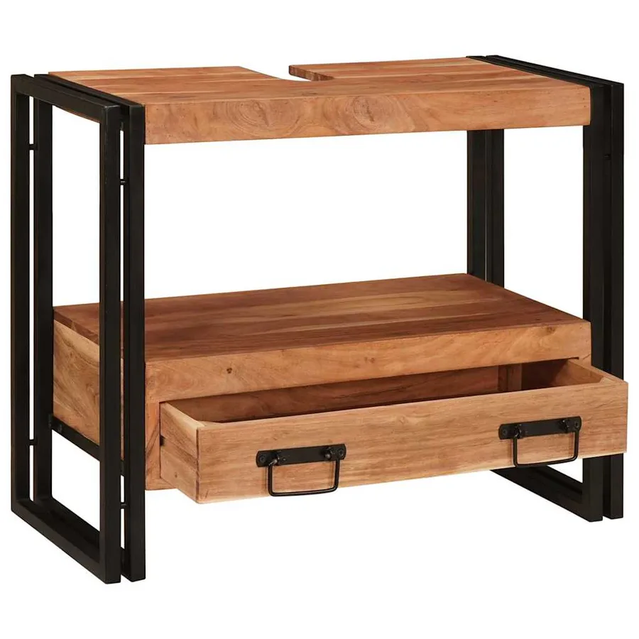 Armoire de coiffeuse avec tiroir Marron Bois d'Acacia Massif - 5