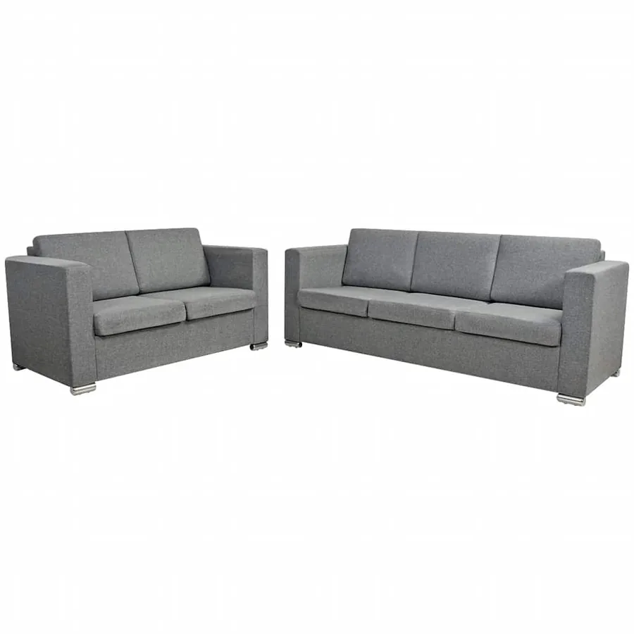Ensemble de canapés deux pièces Tissu Gris clair - 2