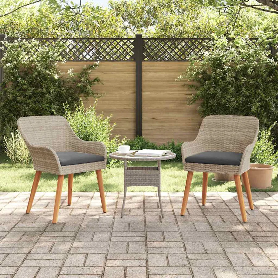 Chaise de jardin 2 pcs Gris clair 62,5 x 55 x 82 cm polyrotin
