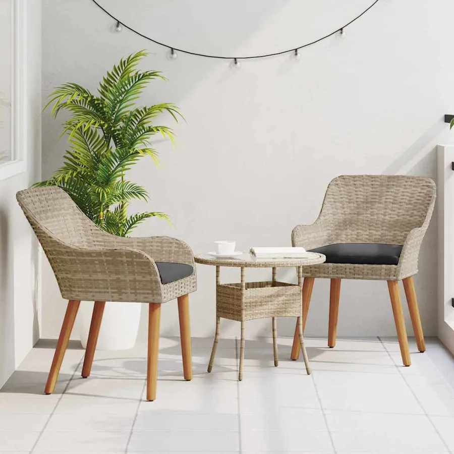 Chaise de jardin 2 pcs Gris clair 62,5 x 55 x 82 cm polyrotin - 3