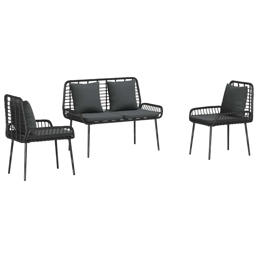 Ensemble de salle à manger pour jardin 3 pcs Noir et anthracite - 2