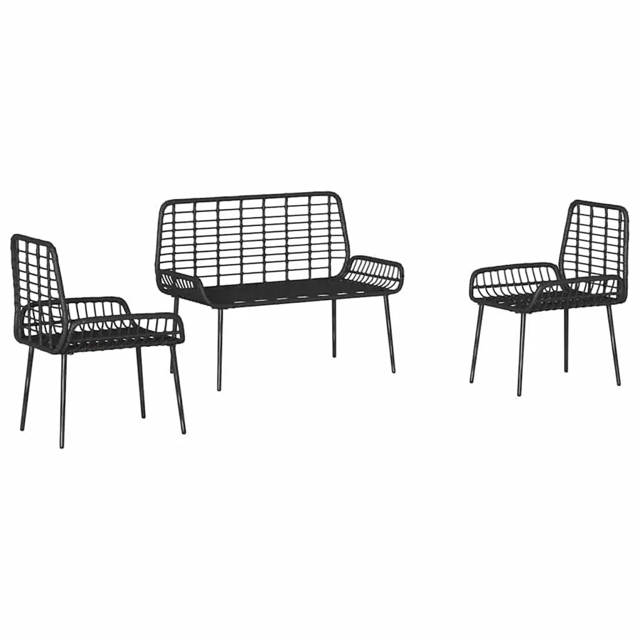 Ensemble de salle à manger pour jardin 3 pcs Noir et anthracite - 6