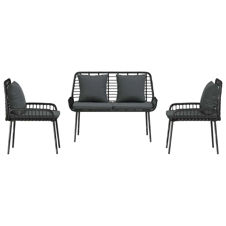 Ensemble de salle à manger pour jardin 3 pcs Noir et anthracite - 7