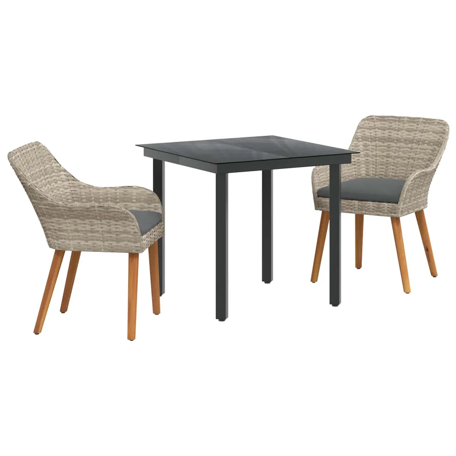 Ensemble de salle à manger pour jardin 3 pcs Gris clair - 2