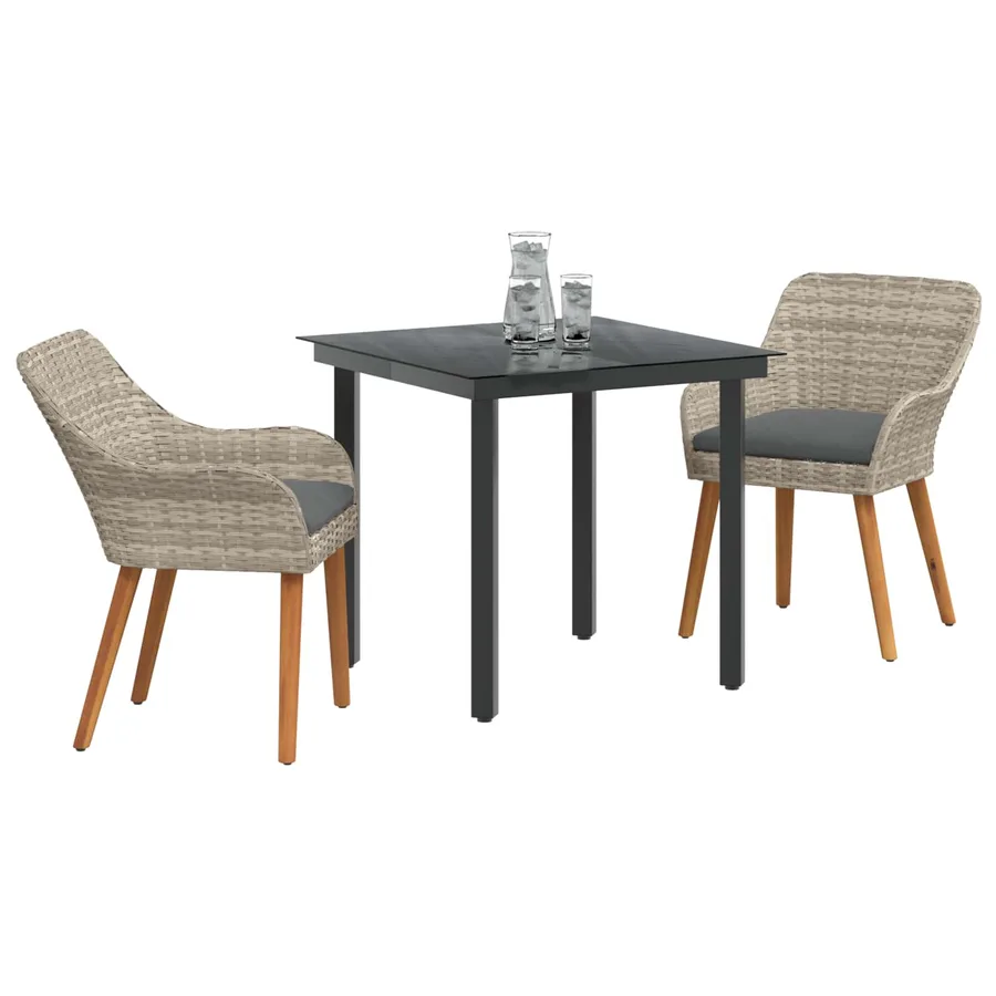 Ensemble de salle à manger pour jardin 3 pcs Gris clair - 3