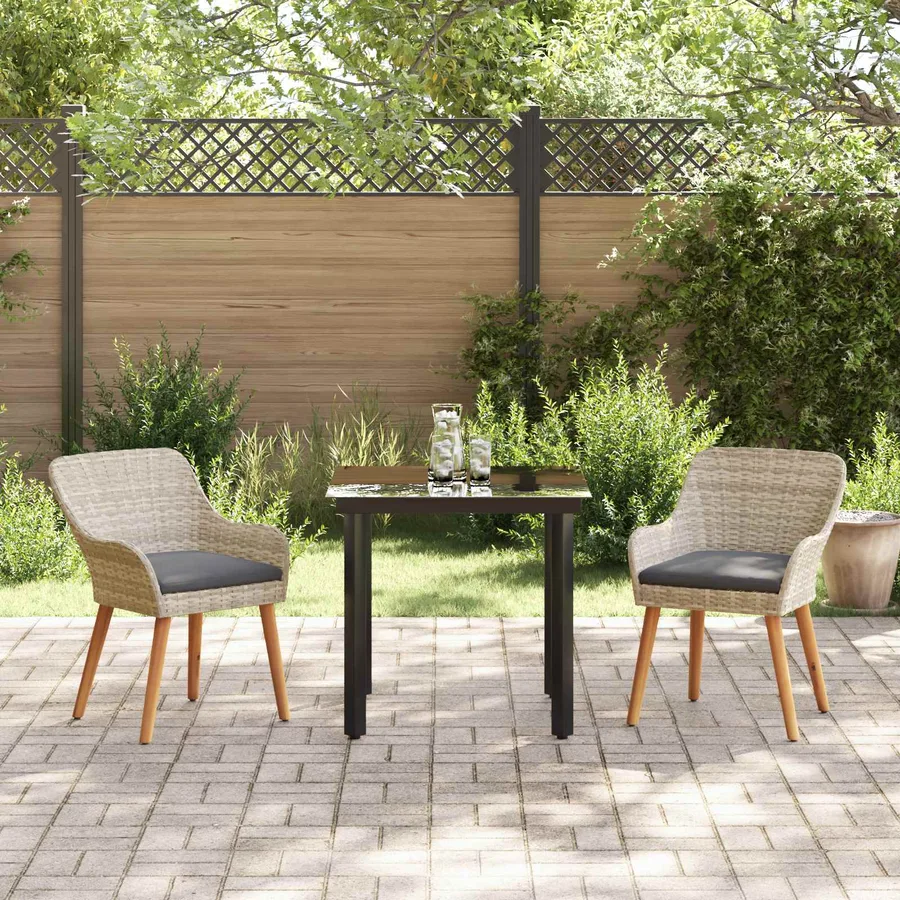 Ensemble de salle à manger pour jardin 3 pcs Gris clair - 4