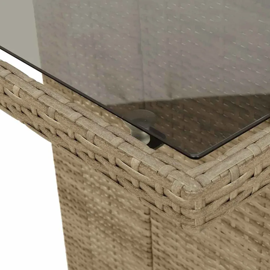 Ensemble de salle à manger pour jardin 7 pcs Beige polyrotin - 11