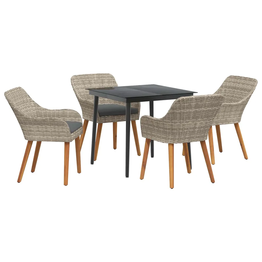 Ensemble de salle à manger pour jardin 5 pcs Gris clair - 2