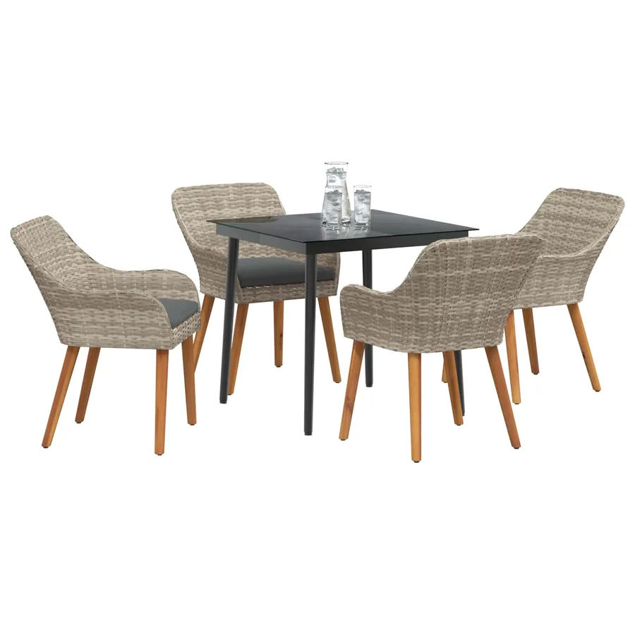 Ensemble de salle à manger pour jardin 5 pcs Gris clair - 3