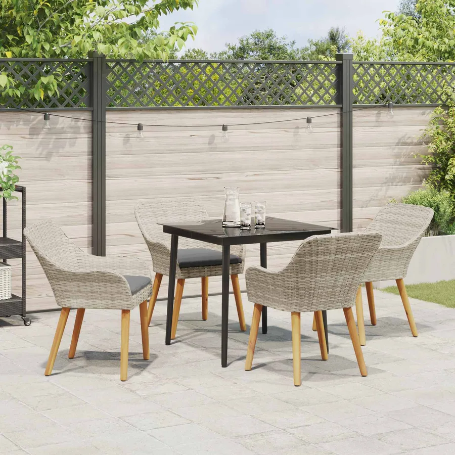 Ensemble de salle à manger pour jardin 5 pcs Gris clair - 4