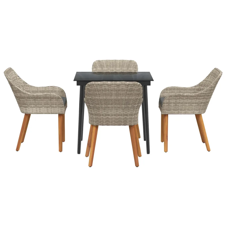 Ensemble de salle à manger pour jardin 5 pcs Gris clair - 7