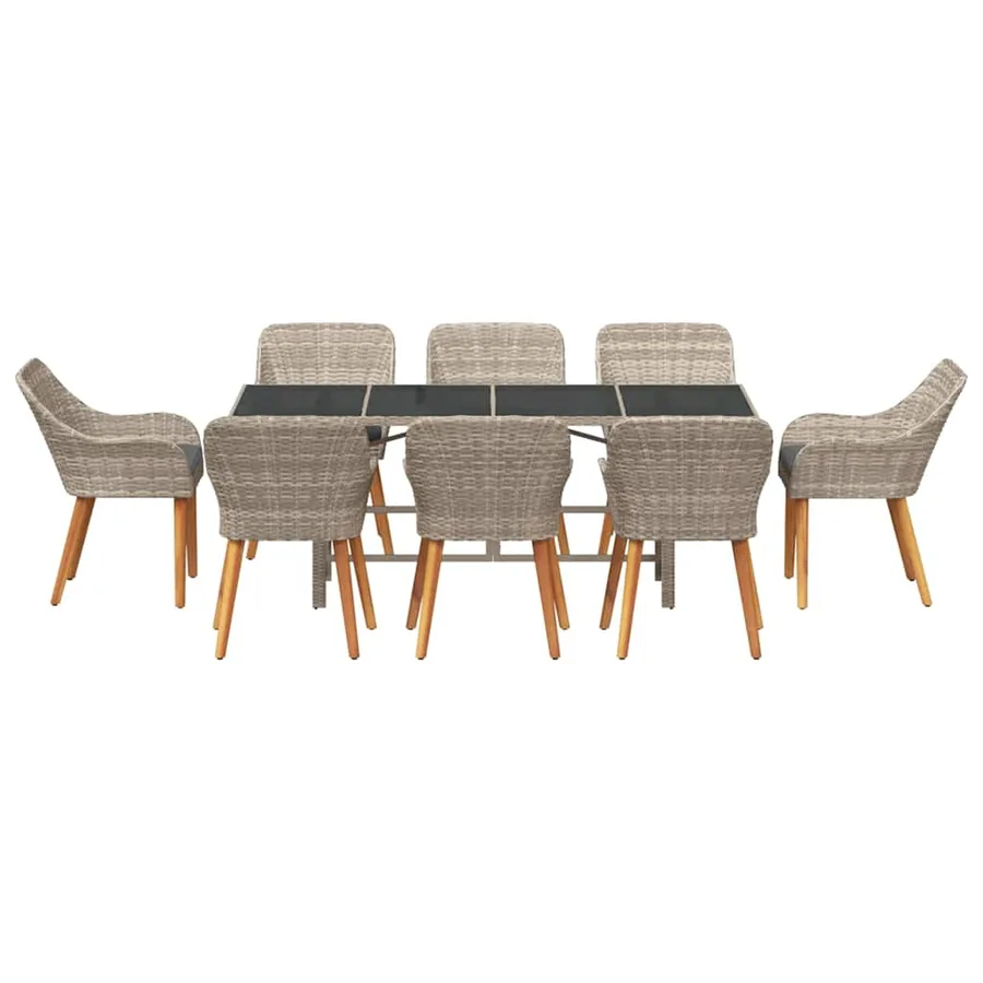 Ensemble de salle à manger pour jardin 9 pcs Gris clair - 7