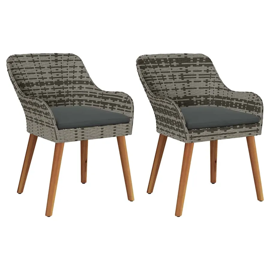 Chaise de jardin 2 pcs Gris 62,5 x 55 x 82 cm polyrotin - 2