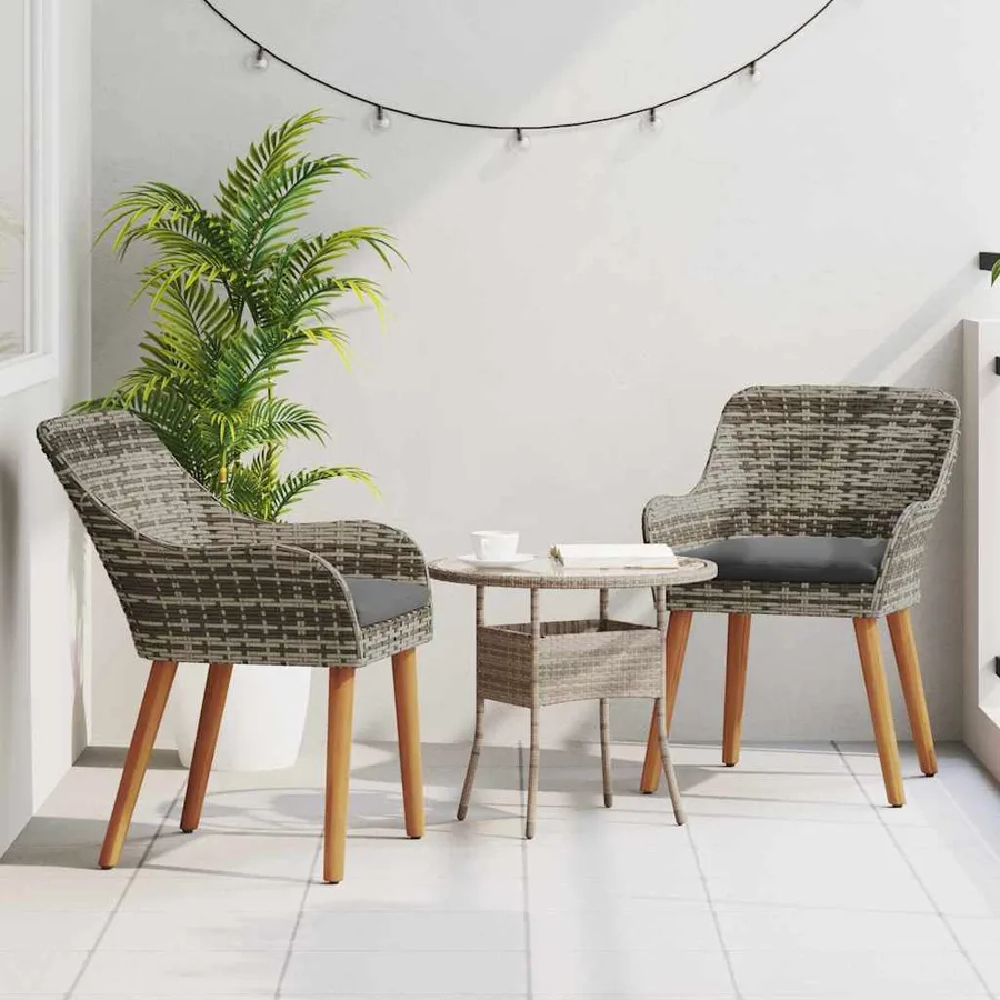 Chaise de jardin 2 pcs Gris 62,5 x 55 x 82 cm polyrotin - 3
