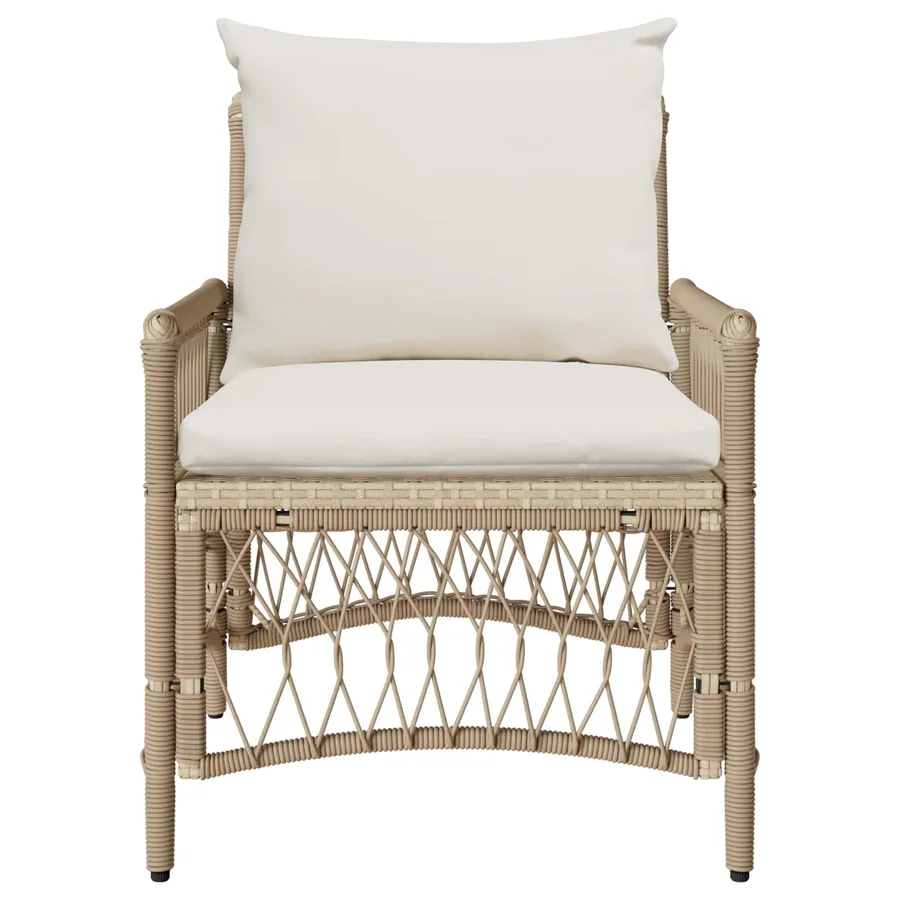 Chaise de jardin avec coussin Beige 73 x 61 x 77 cm polyrotin - 2