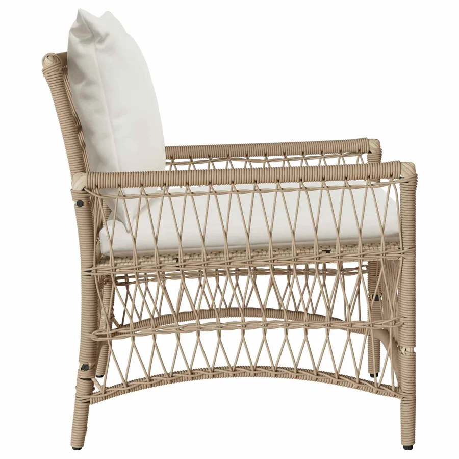 Chaise de jardin avec coussin Beige 73 x 61 x 77 cm polyrotin - 3