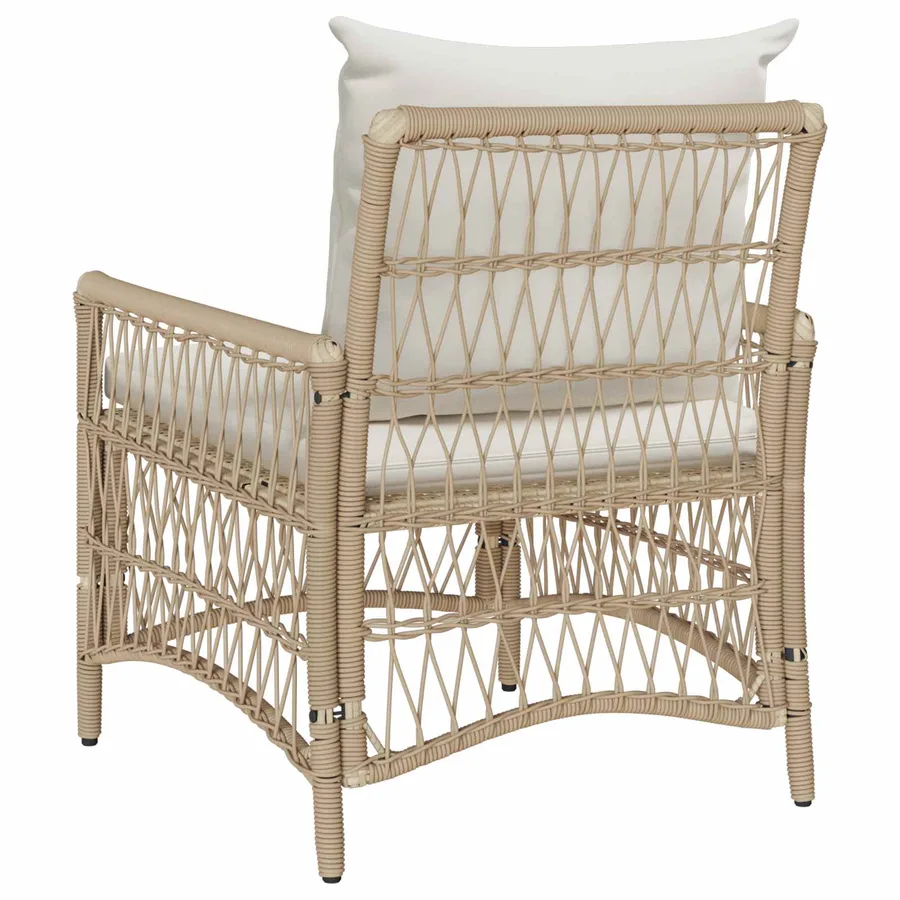 Chaise de jardin avec coussin Beige 73 x 61 x 77 cm polyrotin - 4