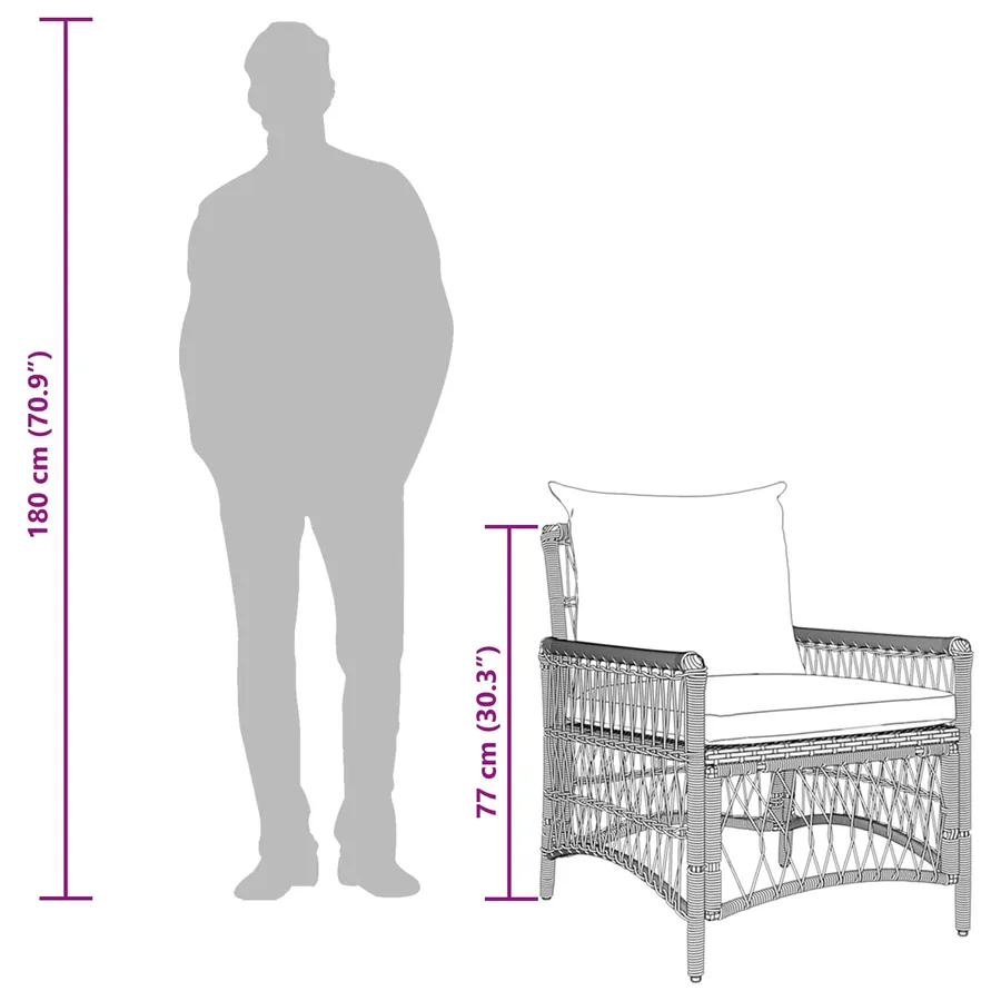 Chaise de jardin avec coussin Beige 73 x 61 x 77 cm polyrotin - 7