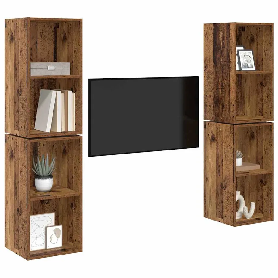 Ensemble meuble TV 4 pcs Bois Ancien 37 x 37 x 72 cm - 3