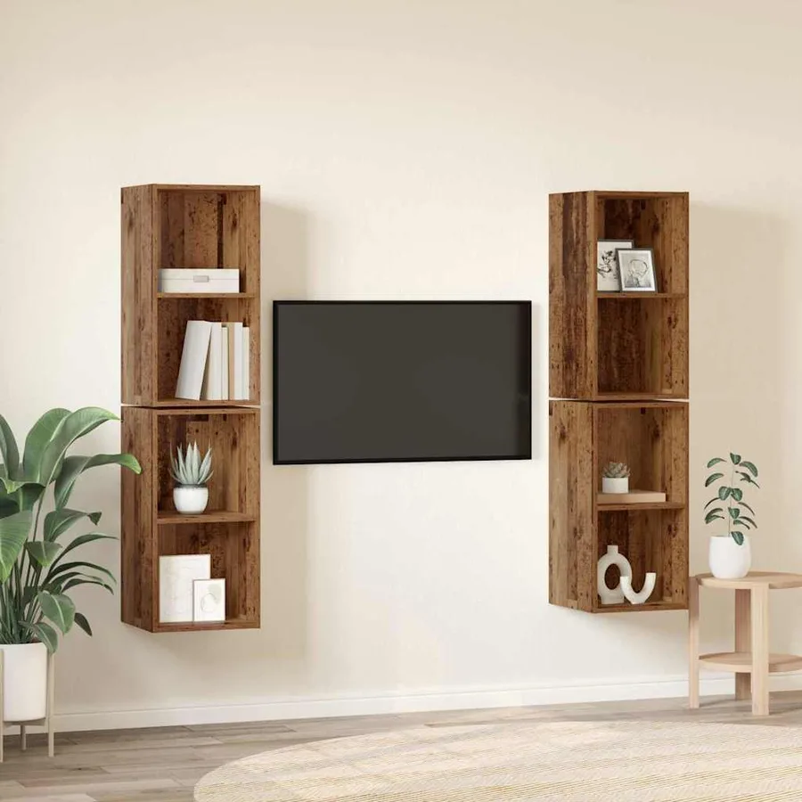 Ensemble meuble TV 4 pcs Bois Ancien 37 x 37 x 72 cm - 4