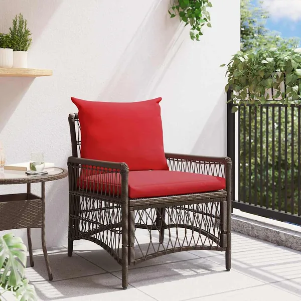 Chaise de jardin avec coussin Marron 73 x 61 x 77 cm polyrotin