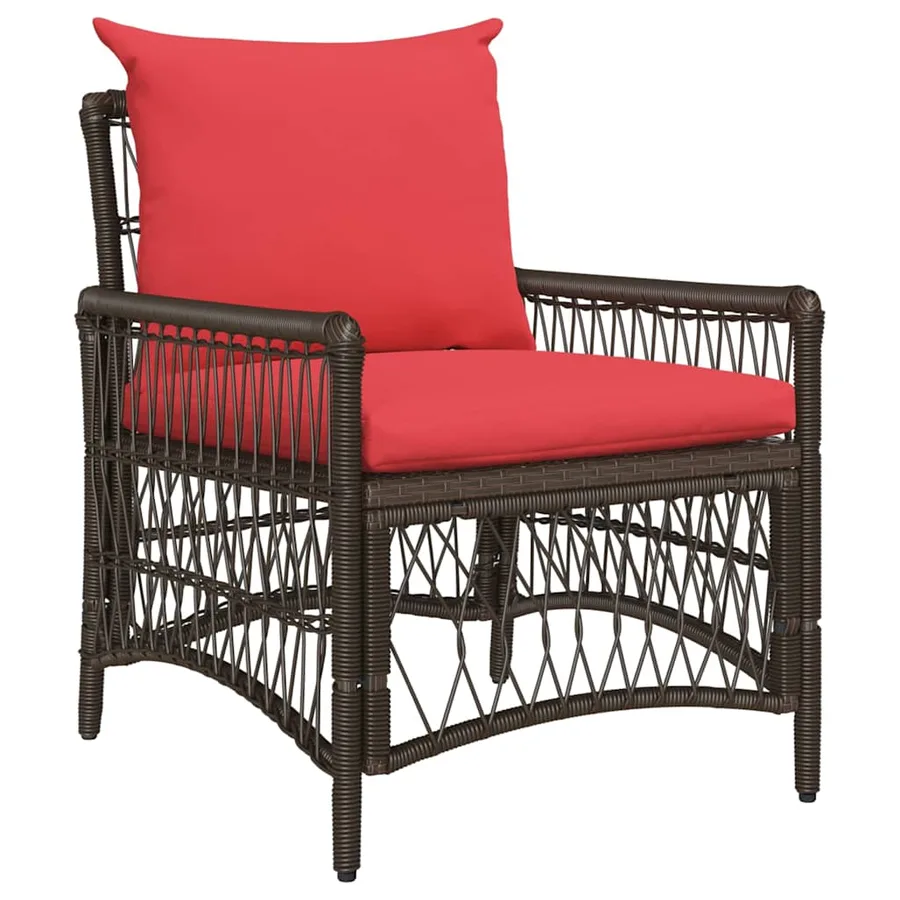 Chaise de jardin avec coussin Marron 73 x 61 x 77 cm polyrotin - 2