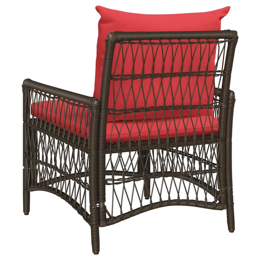 Chaise de jardin avec coussin Marron 73 x 61 x 77 cm polyrotin - 3