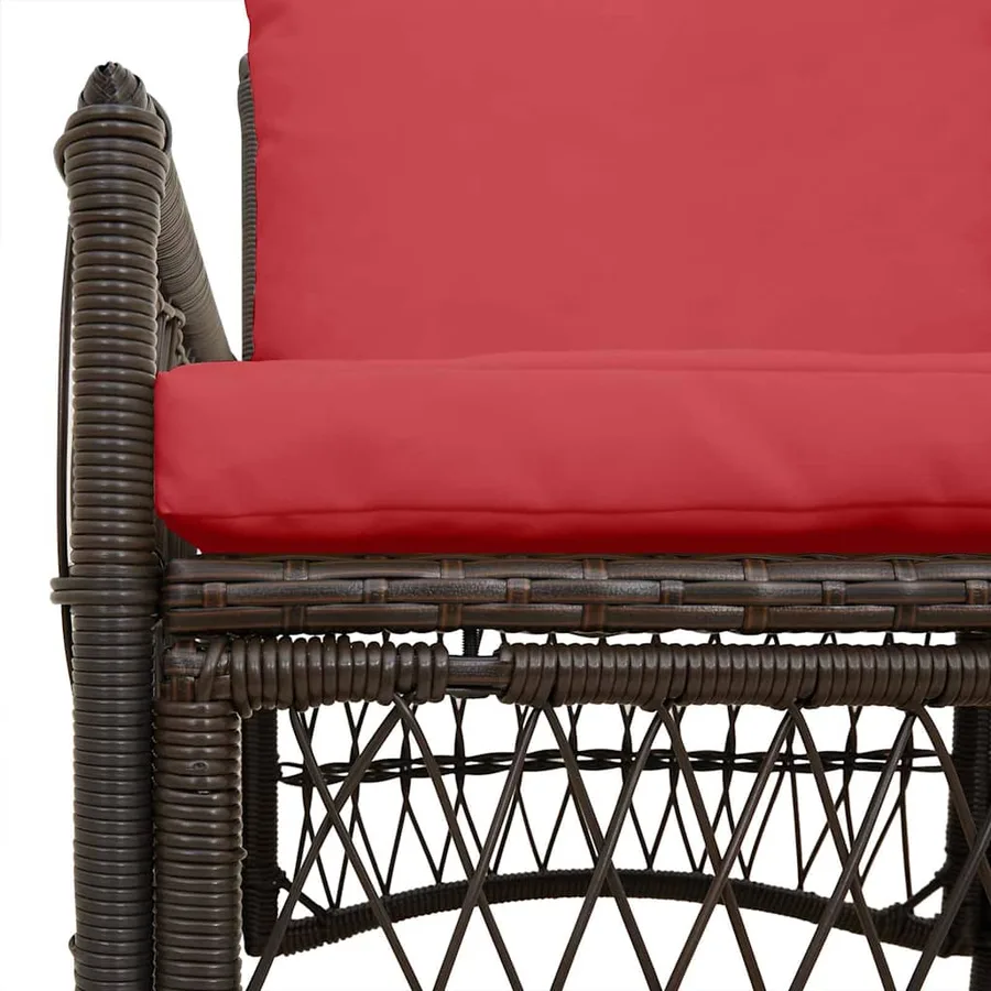 Chaise de jardin avec coussin Marron 73 x 61 x 77 cm polyrotin - 4
