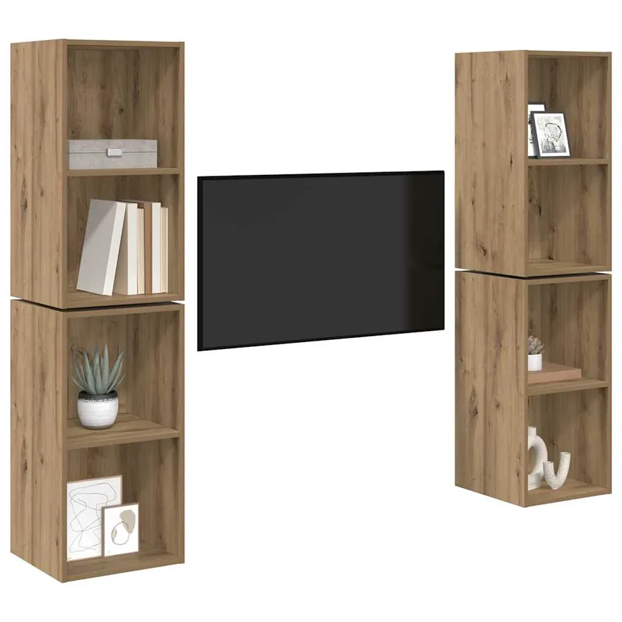 Ensemble meuble TV 4 pcs Chêne artisanal Bois d'ingénierie - 3