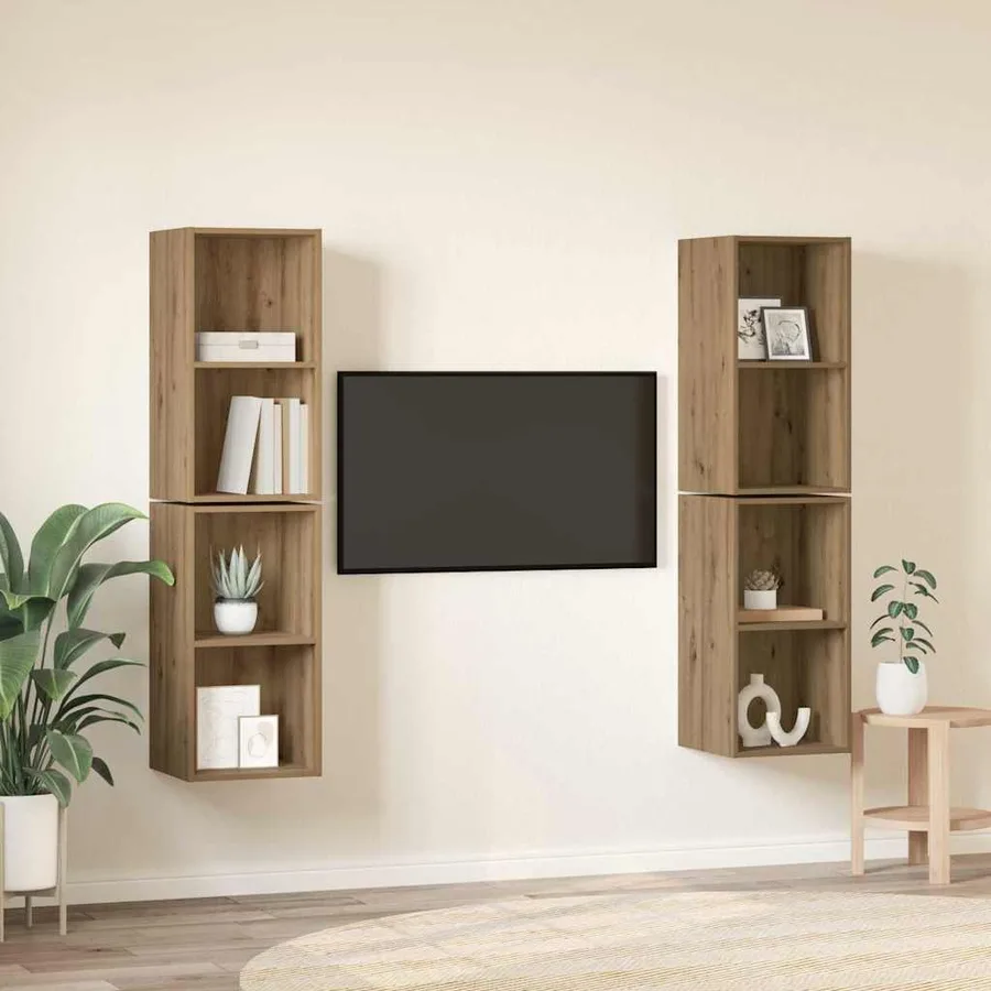 Ensemble meuble TV 4 pcs Chêne artisanal Bois d'ingénierie - 4