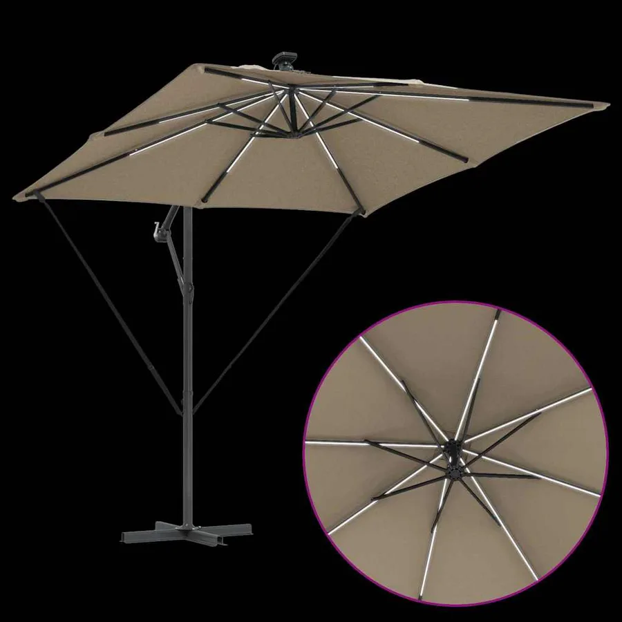 Parasol Taupe 249 x 249 x 250 cm Polyester et Aluminium - 11