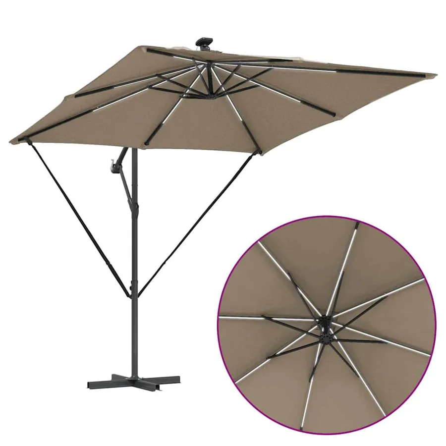 Parasol Taupe 249 x 249 x 250 cm Polyester et Aluminium - 12