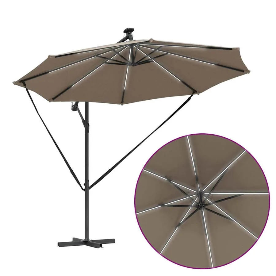Parasol Taupe 294 x 294 x 248 cm Polyester et Aluminium - 12