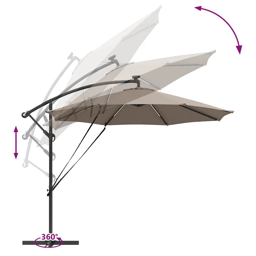 Parasol Taupe 294 x 294 x 248 cm Polyester et Aluminium - 13