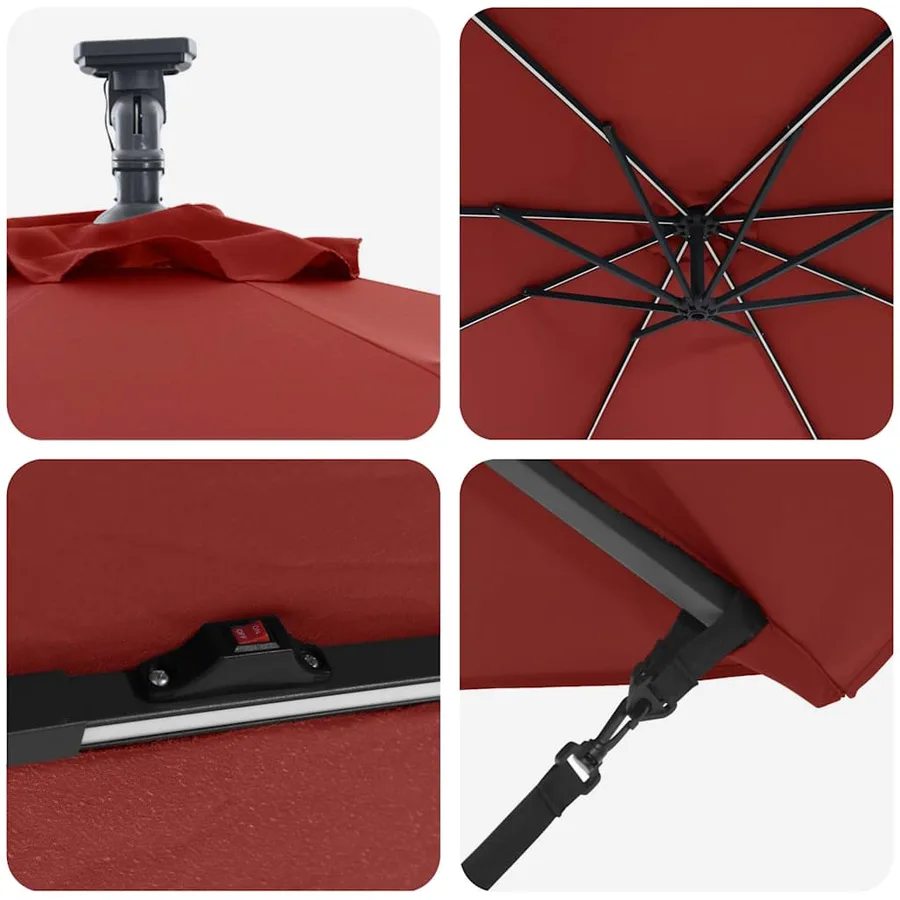 Parasol Terre cuite 294 x 294 x 248 cm Polyester et Aluminium - 9