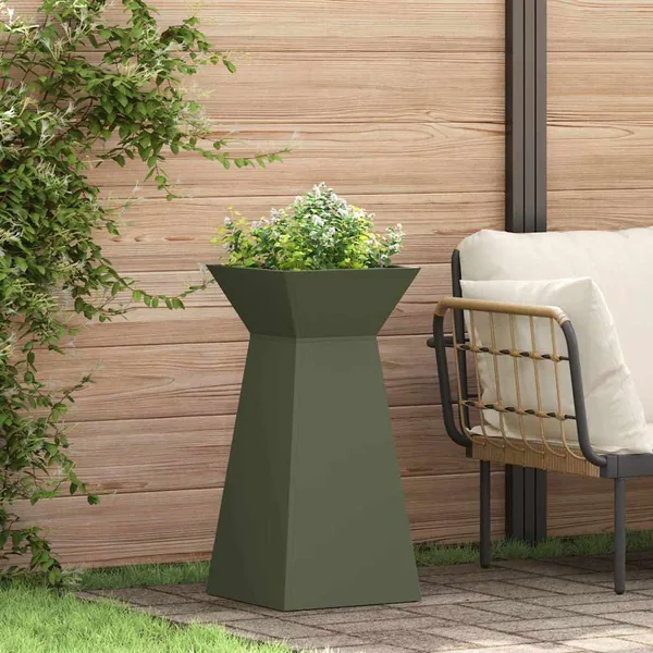 Jardinière à pilier 2 pc Olive 35 x 35 x 73 cm