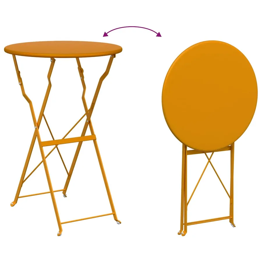Ensemble bistro pliant 3 pcs Moutarde Acier - 10