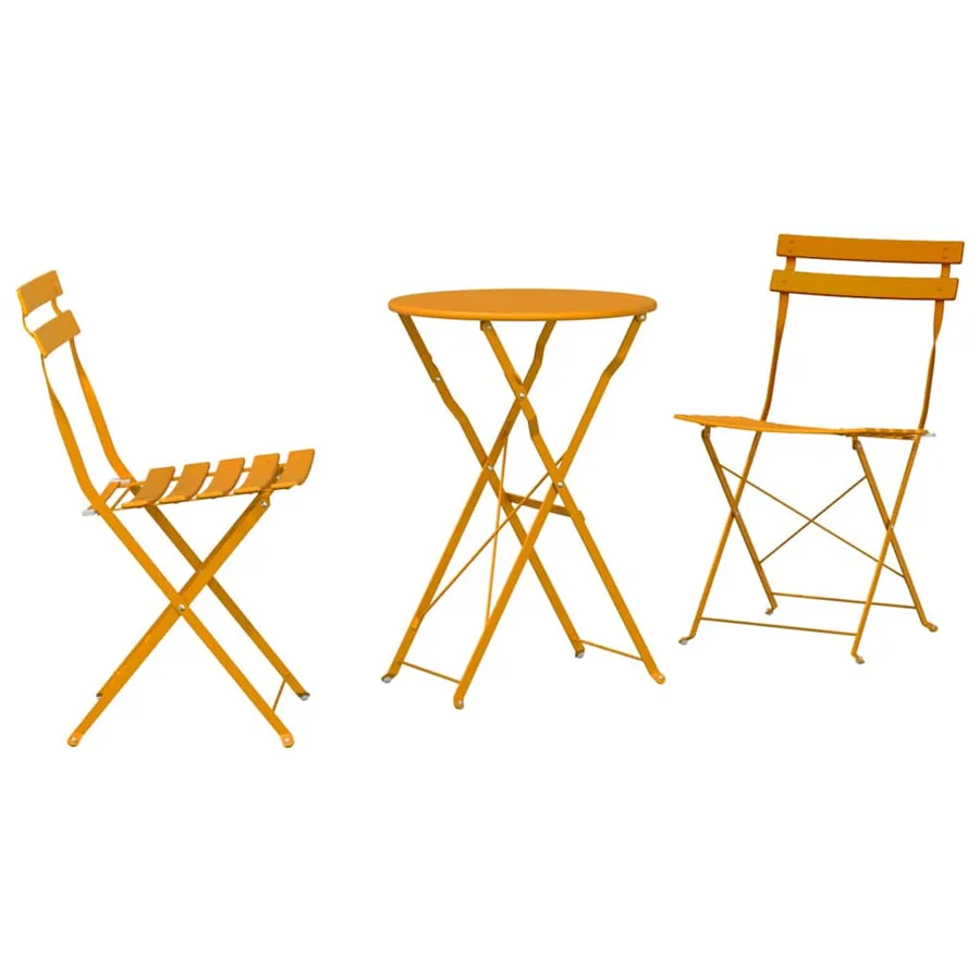 Ensemble bistro pliant 3 pcs Moutarde Acier - 2