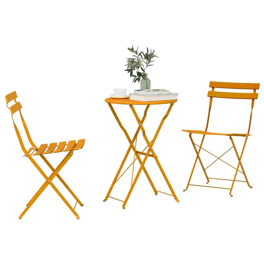 Ensemble bistro pliant 3 pcs Moutarde Acier - 3