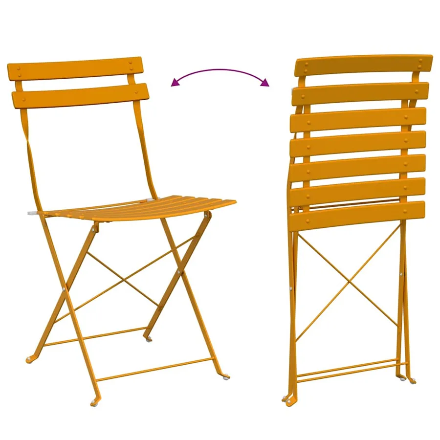 Ensemble bistro pliant 3 pcs Moutarde Acier - 9