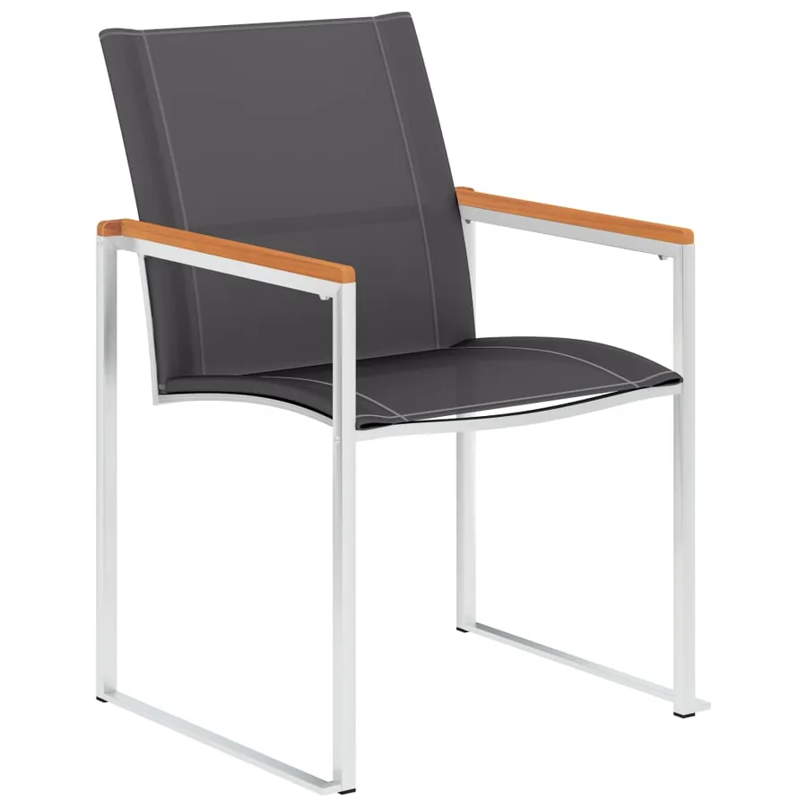 Chaises de jardin lot de 4 Textilène et acier inoxydable Gris - 2