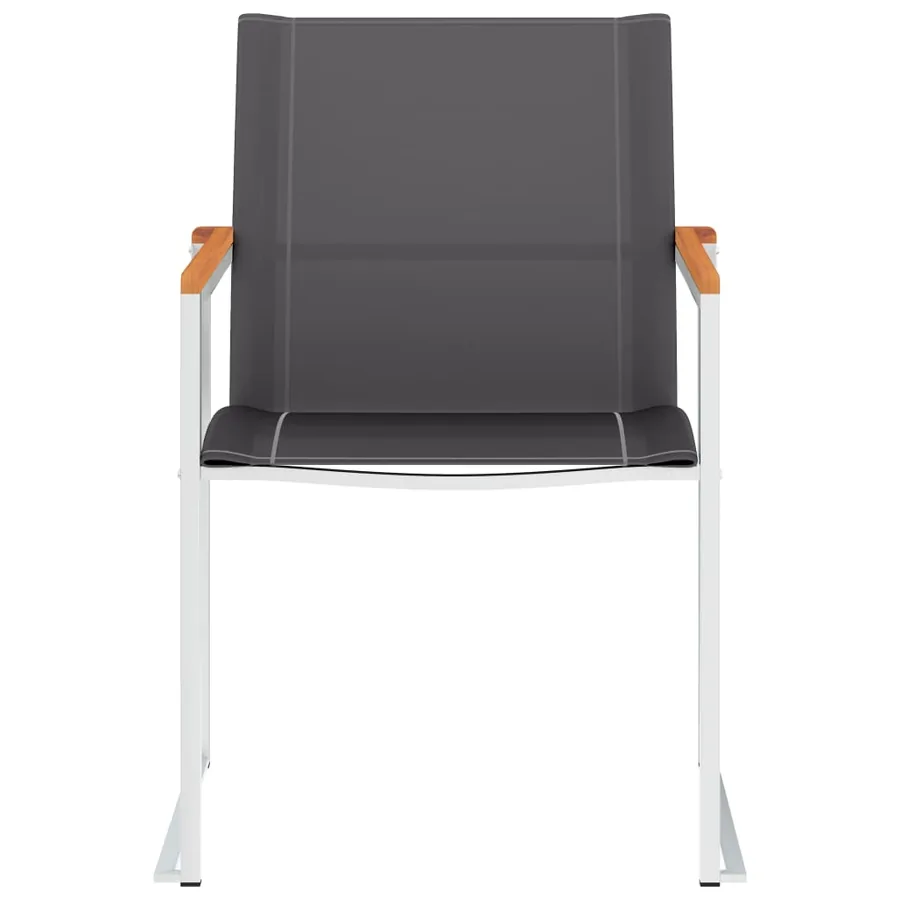 Chaises de jardin lot de 4 Textilène et acier inoxydable Gris - 3