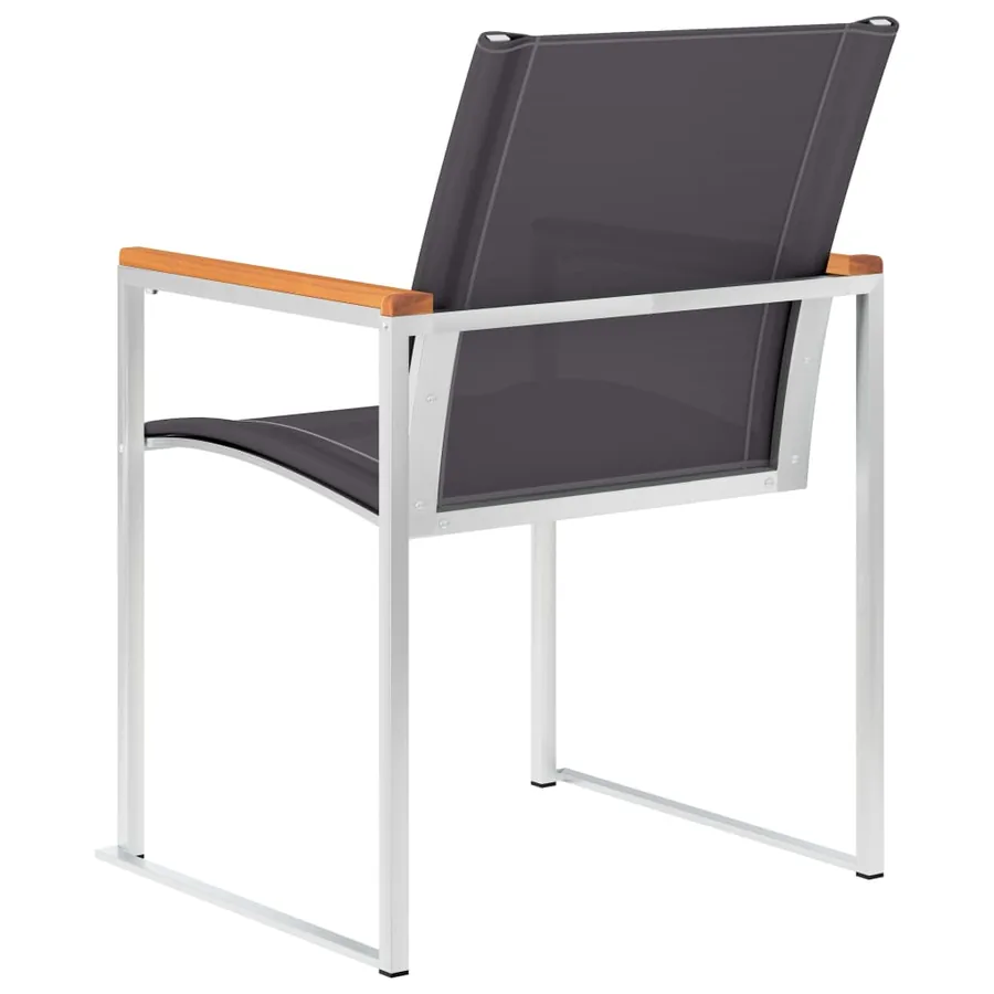 Chaises de jardin lot de 4 Textilène et acier inoxydable Gris - 5