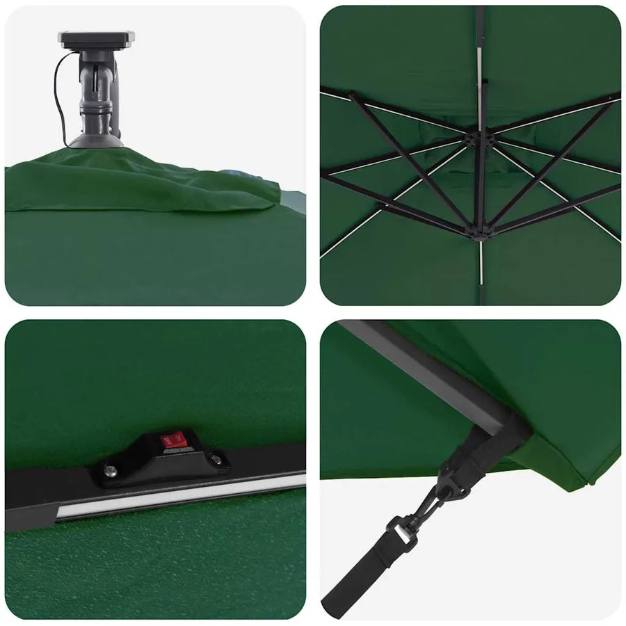 Parasol Vert 249 x 249 x 250 cm Polyester et Aluminium - 9