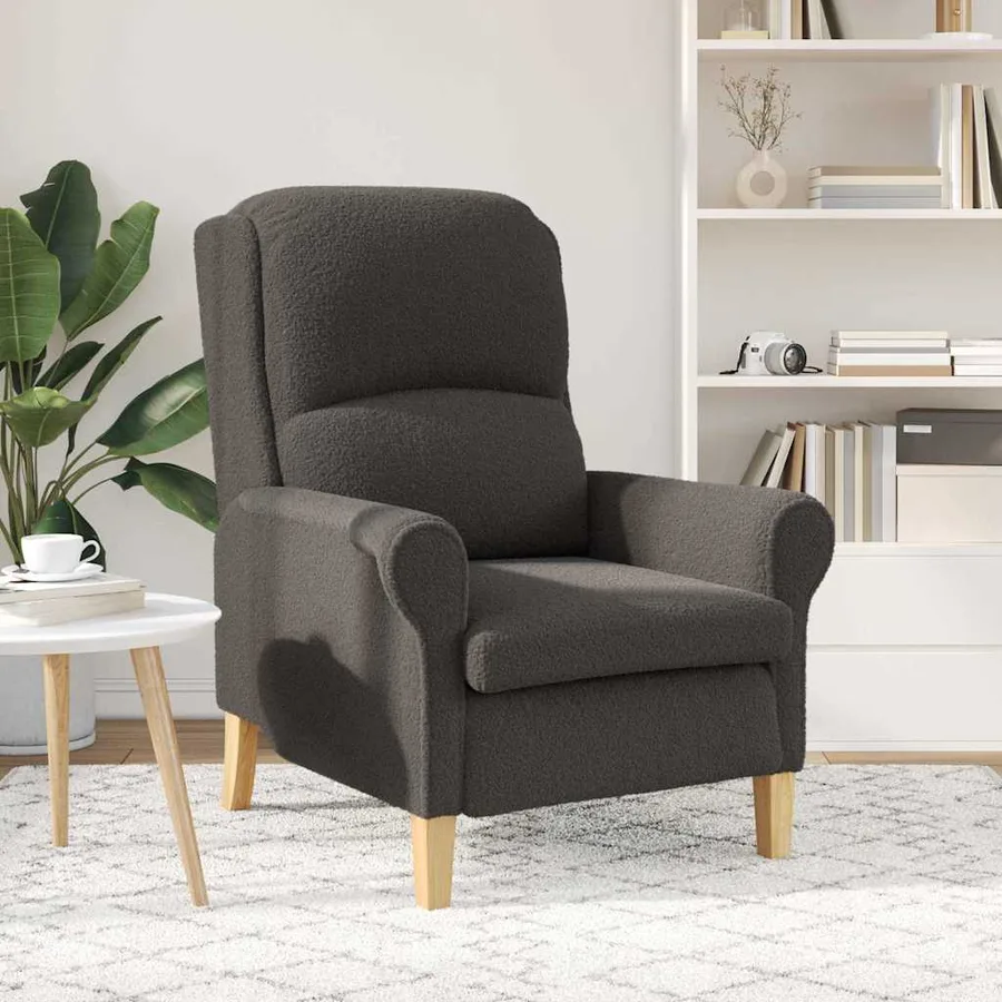 fauteuil Gris foncé Tissu en Sherpa doux - 3