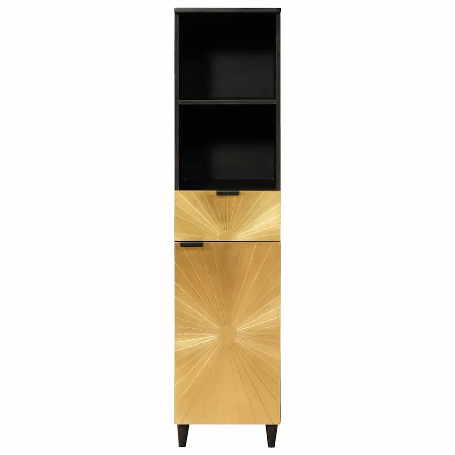 Cabinet de salle de bain avec porte Noir et or 38 x 33 x 160 cm - 3