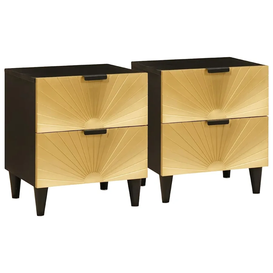 Table de chevet 2 pcs Noir et or 40 x 33 x 46 cm