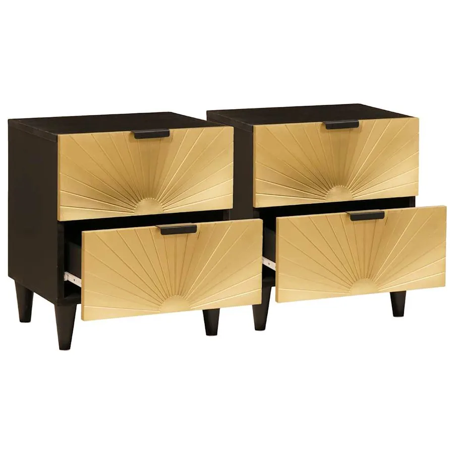 Table de chevet 2 pcs Noir et or 40 x 33 x 46 cm - 2