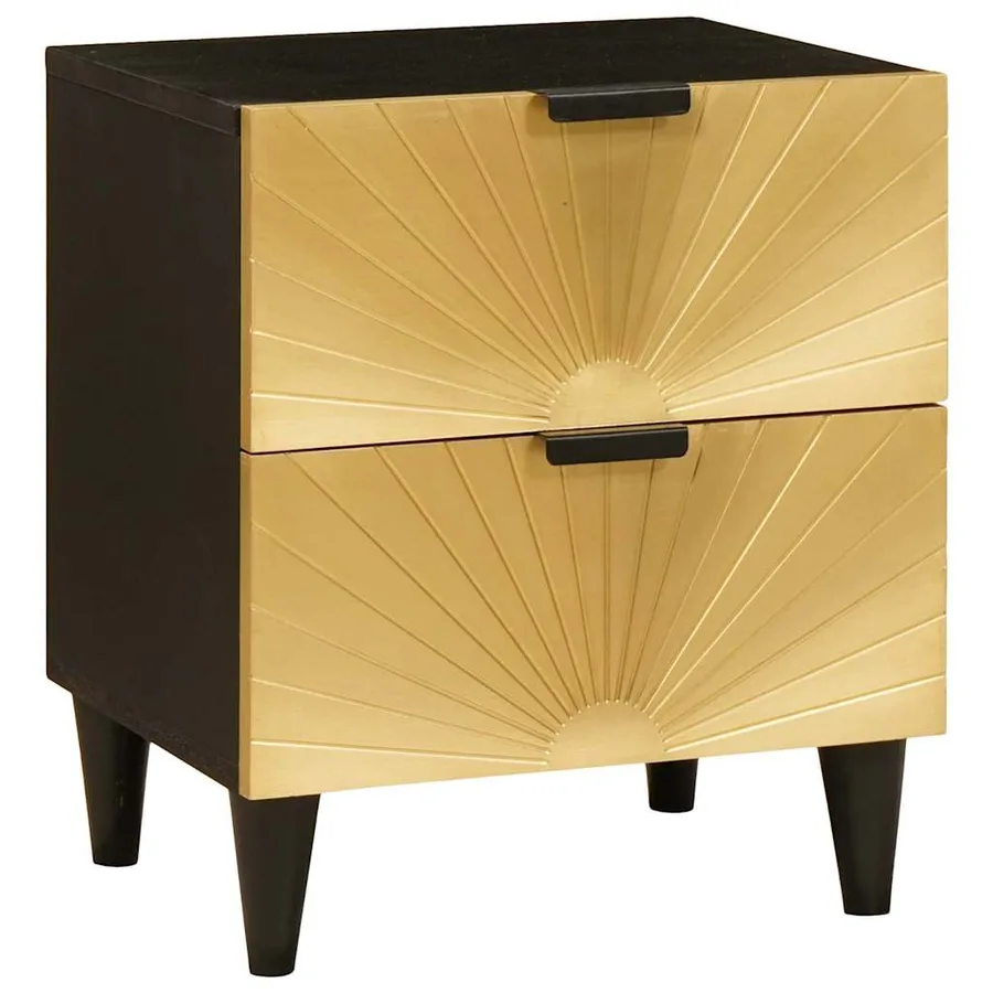 Table de chevet 2 pcs Noir et or 40 x 33 x 46 cm - 3